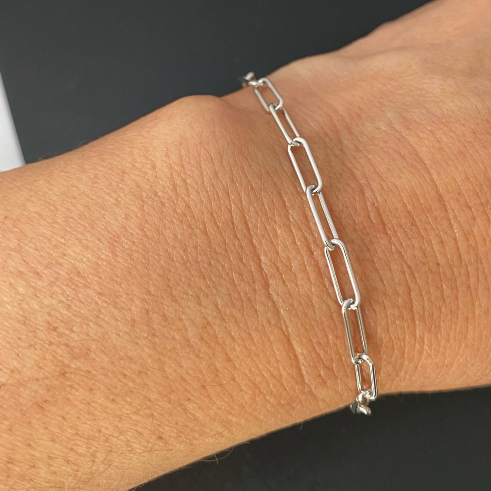 Solid Real 925 Sterling Silver Dainty Chain Bracelet Italy Woman Gift